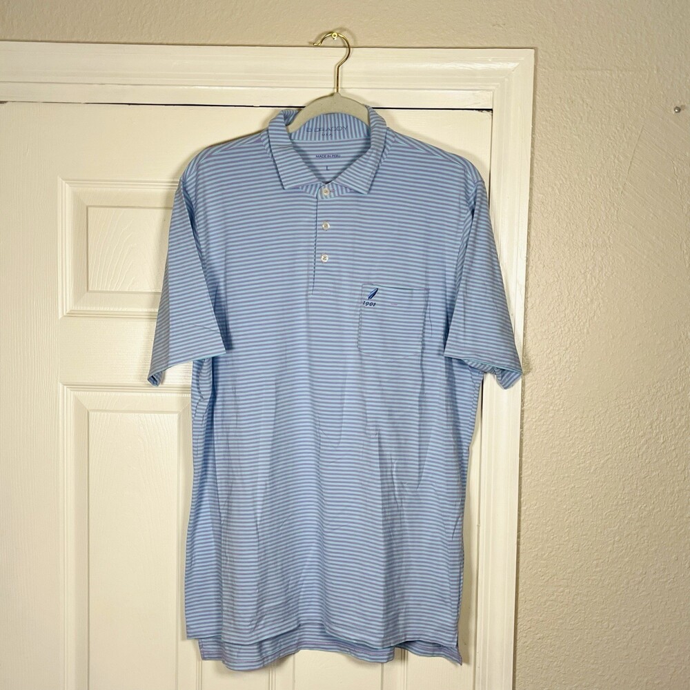 B. Draddy Mens Polo Golf Shirt Striped 1901 Country Club Performance Sport